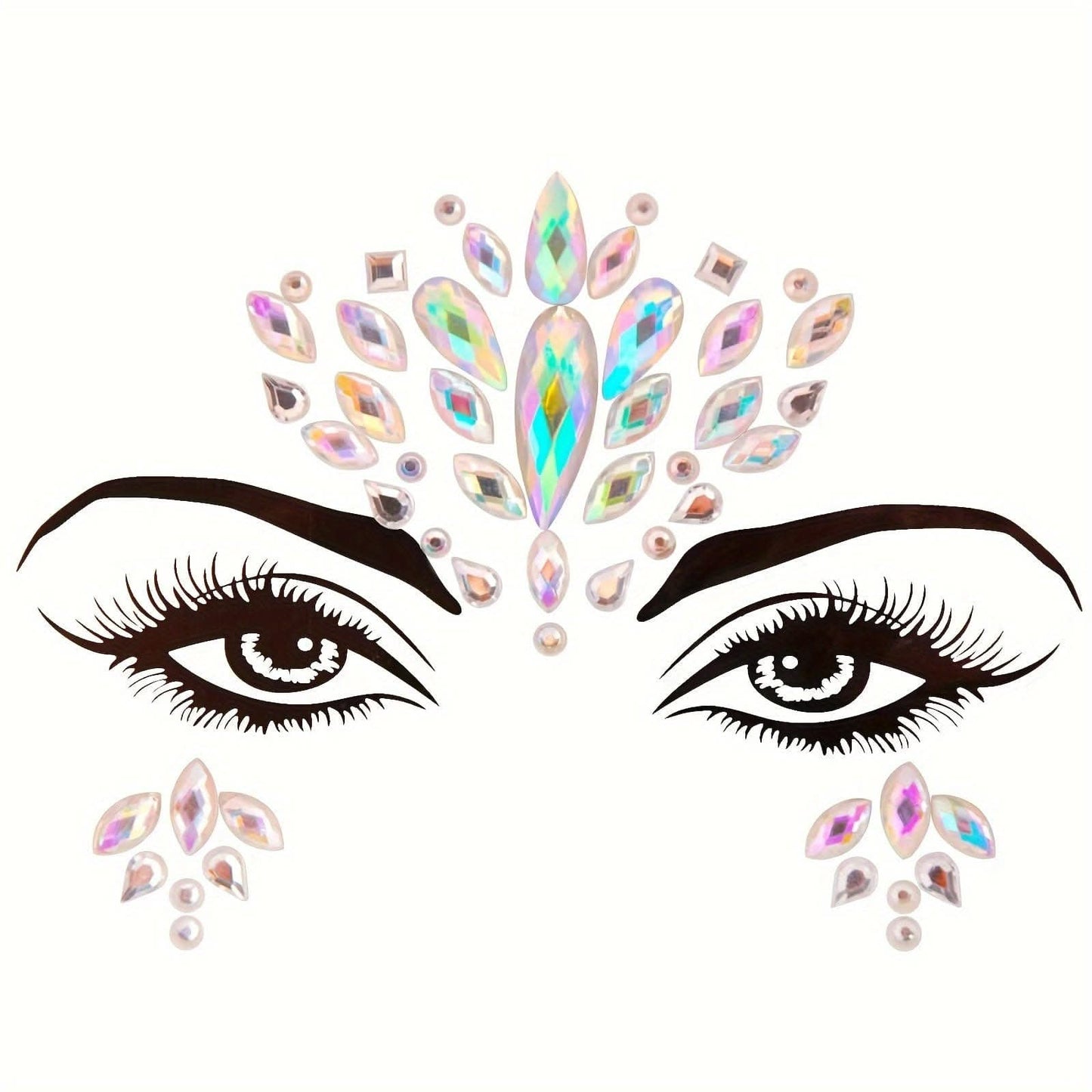 5pcs 3D Crystal Tattoo Stickers – Artificial Diamond Eyes & Face Decoration