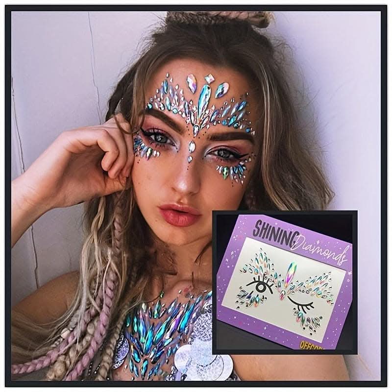 5pcs 3D Crystal Tattoo Stickers – Artificial Diamond Eyes & Face Decoration