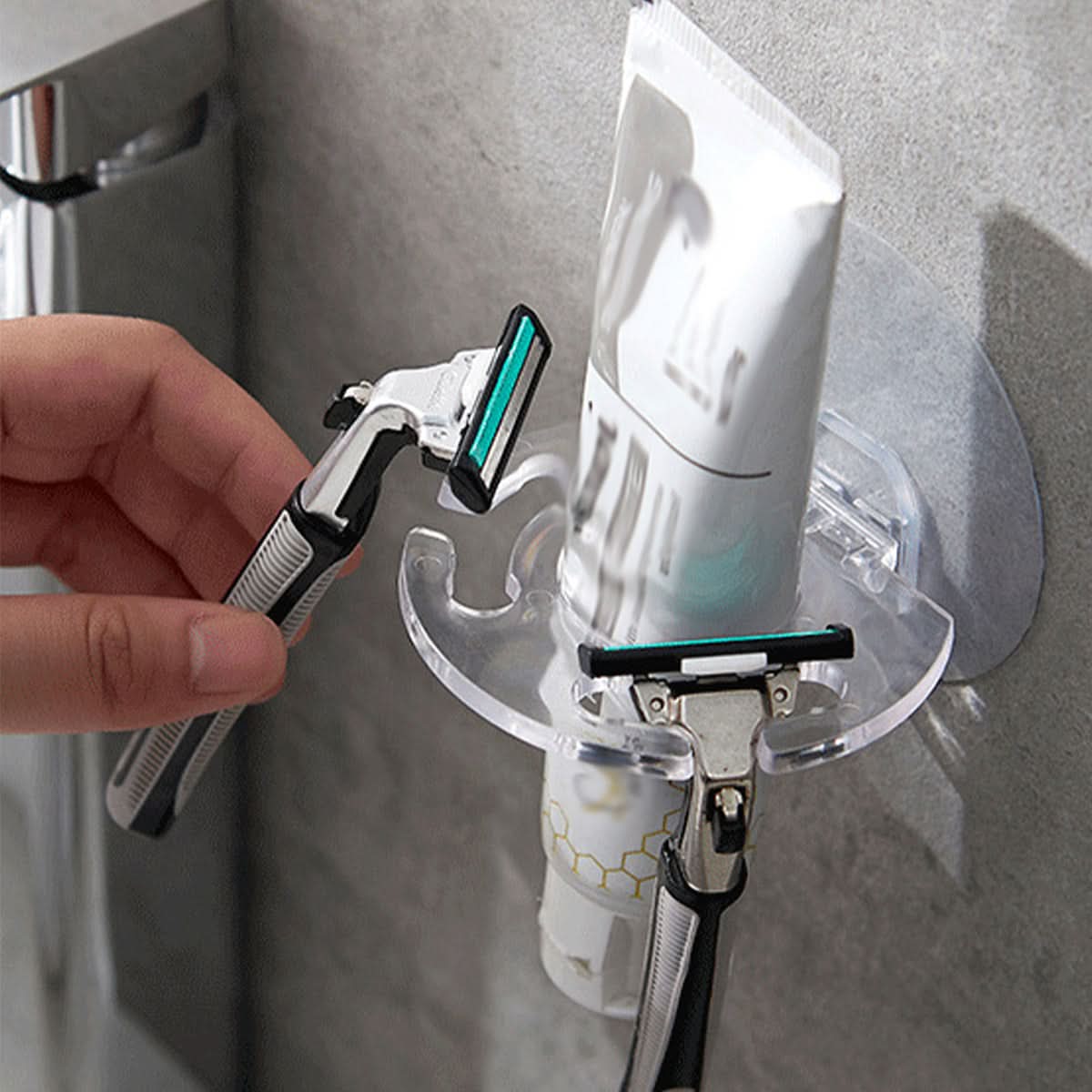 Wall-Mounted Plastic Toothbrush and Toothpaste Holder