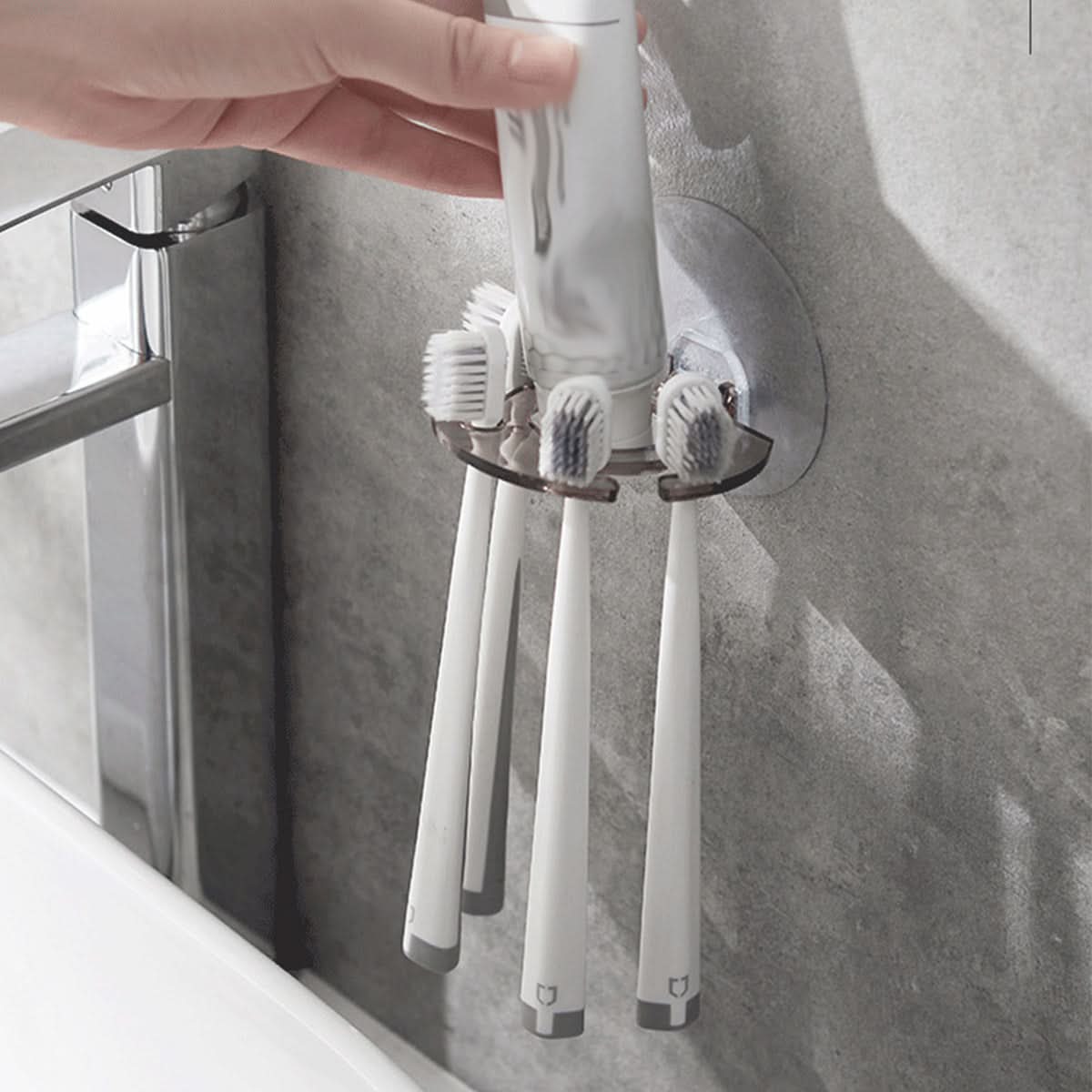 Wall-Mounted Plastic Toothbrush and Toothpaste Holder