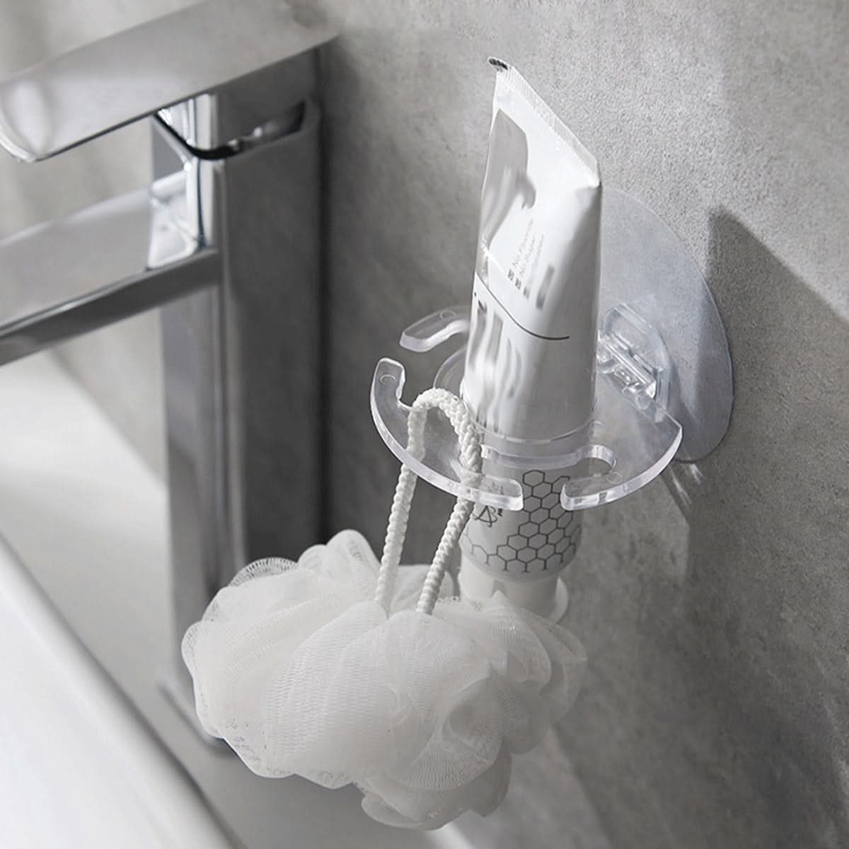 Wall-Mounted Plastic Toothbrush and Toothpaste Holder