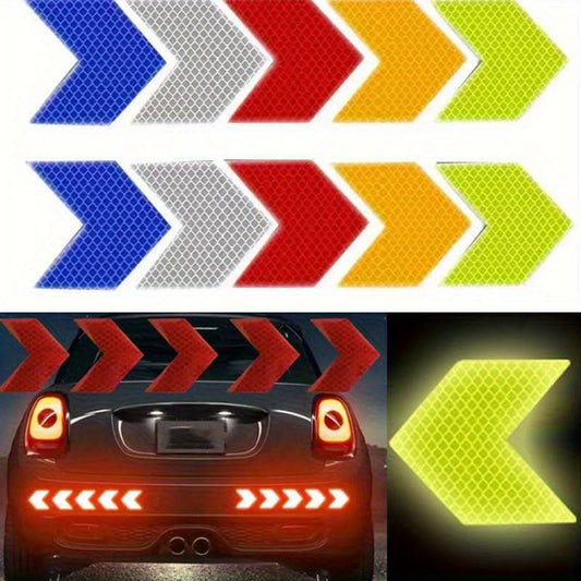 10pcs Reflective Arrow Stickers – Self-Adhesive Glow-in-the-Dark Safety Decals