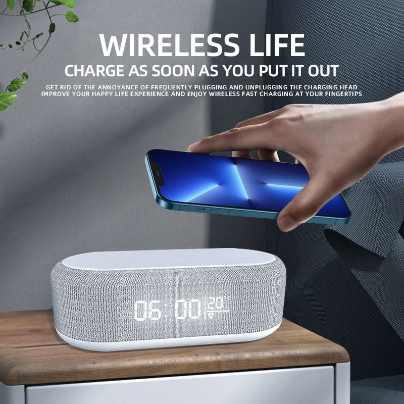 Wireless Charger Alarm Clock with Phone Dock & LED Display