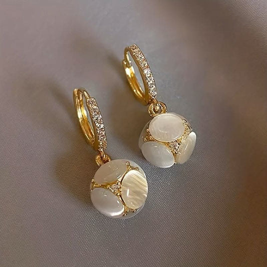 Elegant Copper Moonstone Drop Earrings