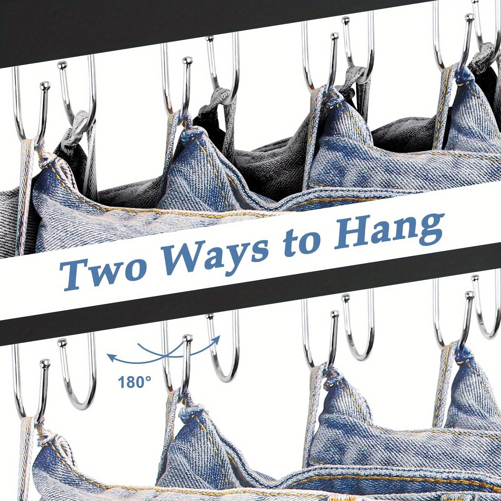 14-Slot Wooden Belt Hanger with Polished Hooks