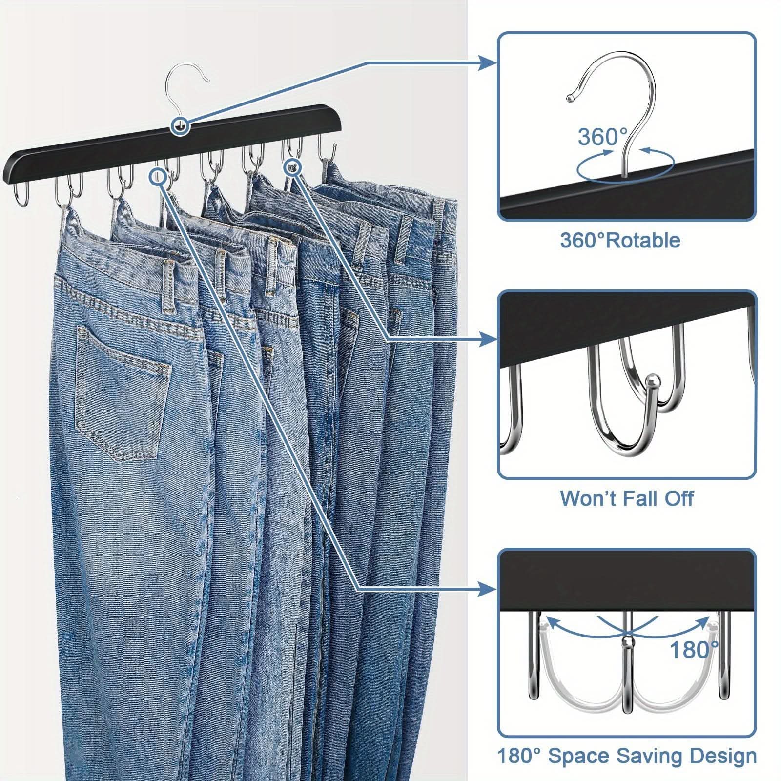 14-Slot Wooden Belt Hanger with Polished Hooks