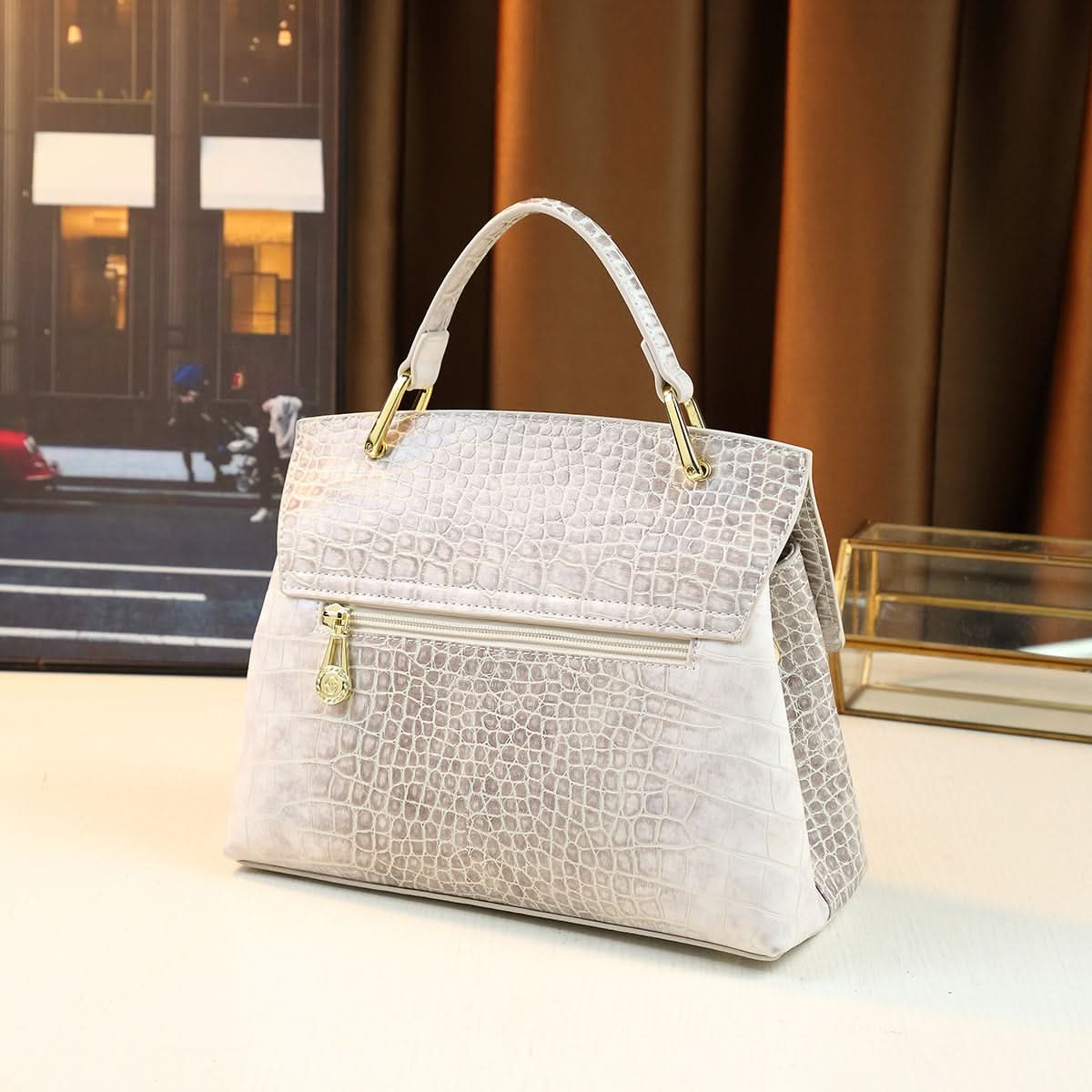 Gradient Crocodile Pattern Tote Bag – Luxurious PU Handbag