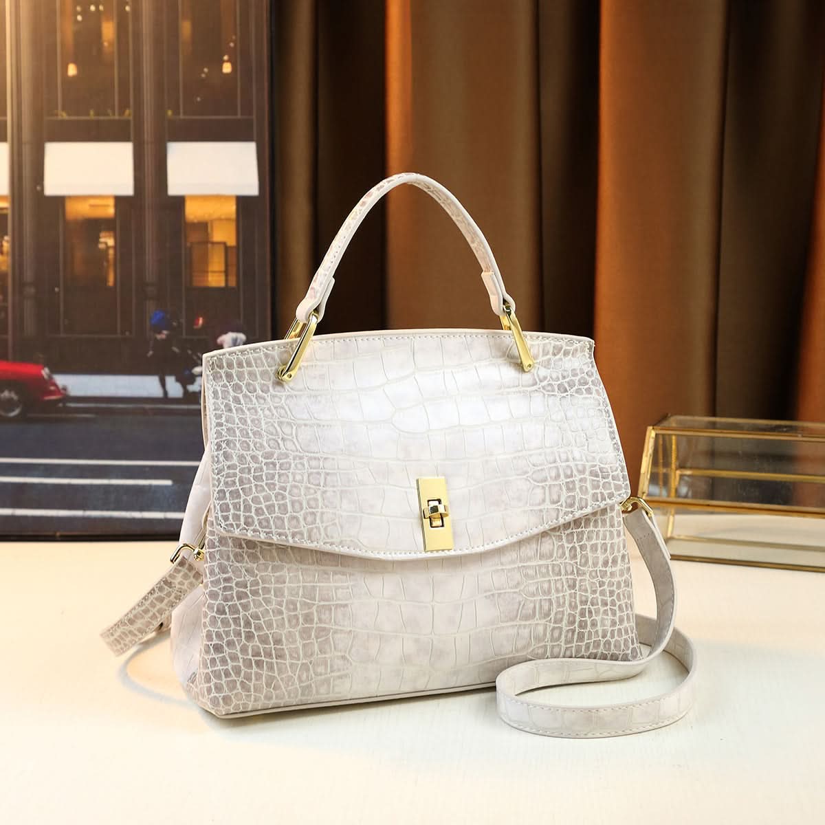 Gradient Crocodile Pattern Tote Bag – Luxurious PU Handbag