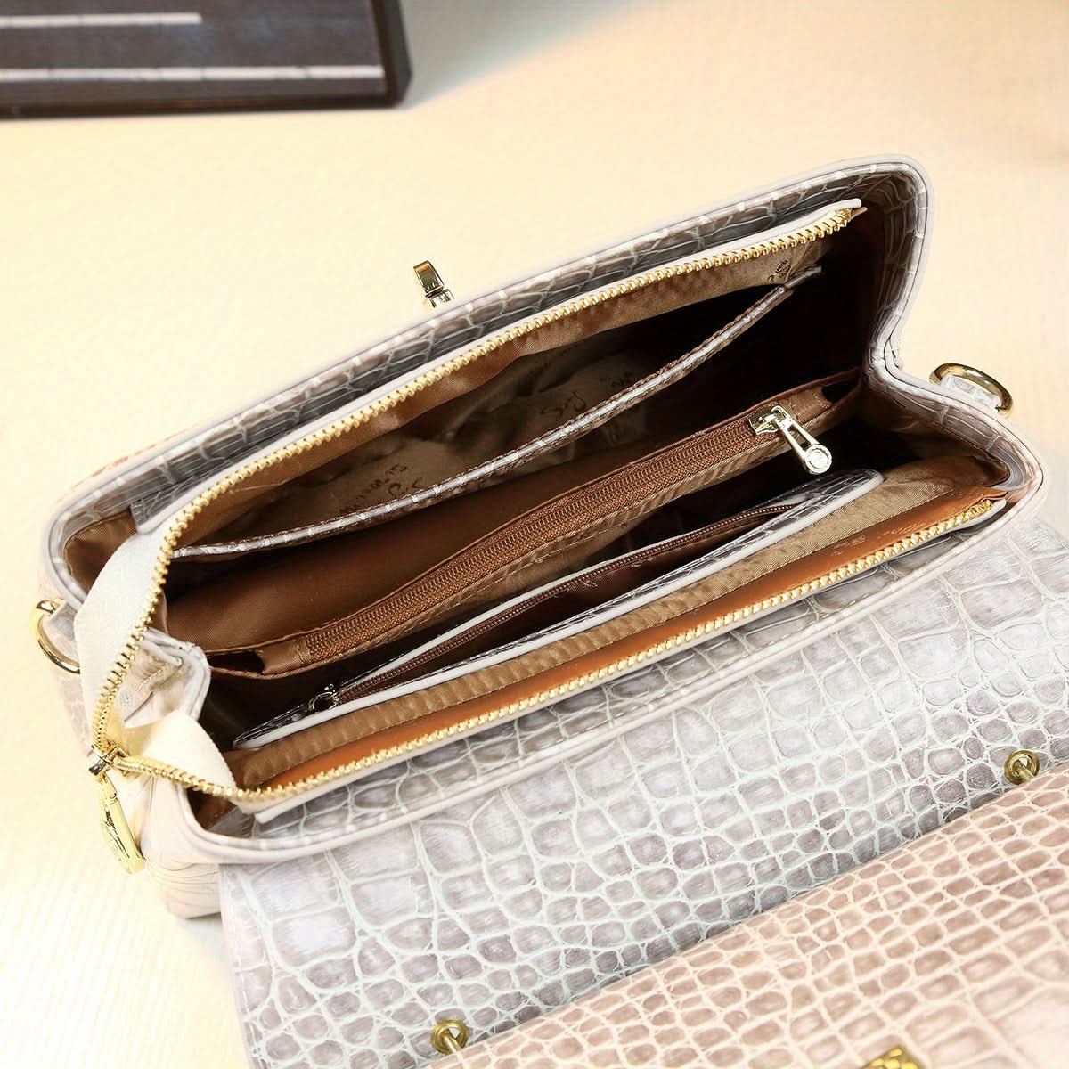 Gradient Crocodile Pattern Tote Bag – Luxurious PU Handbag