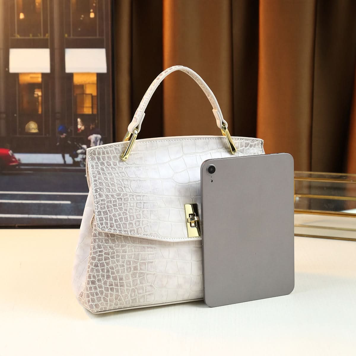 Gradient Crocodile Pattern Tote Bag – Luxurious PU Handbag