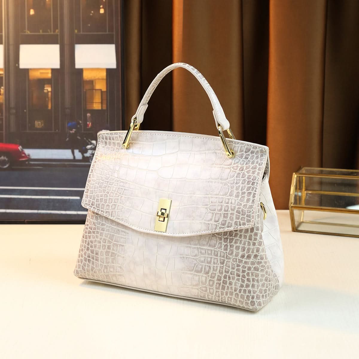 Gradient Crocodile Pattern Tote Bag – Luxurious PU Handbag