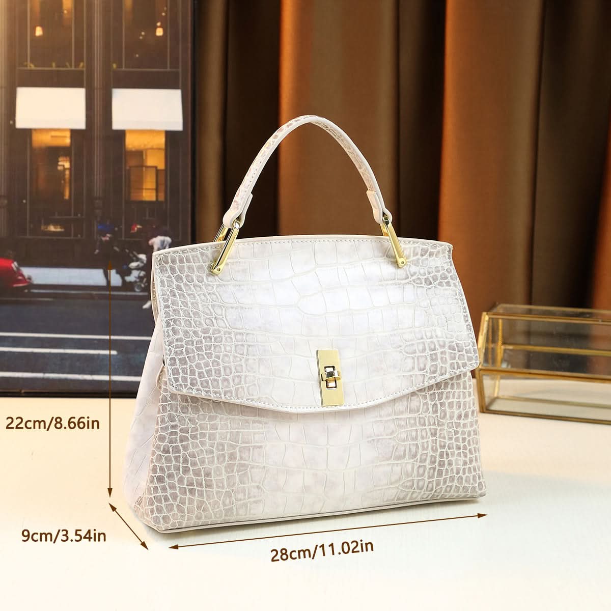 Gradient Crocodile Pattern Tote Bag – Luxurious PU Handbag