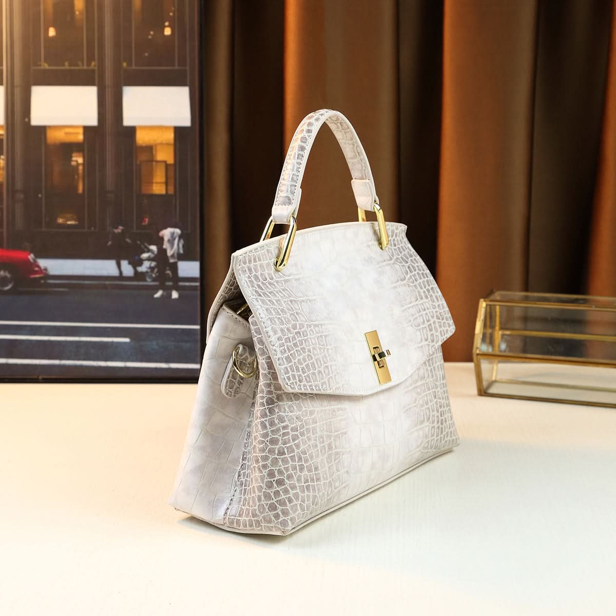 Gradient Crocodile Pattern Tote Bag – Luxurious PU Handbag