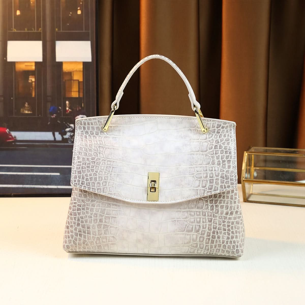 Gradient Crocodile Pattern Tote Bag – Luxurious PU Handbag