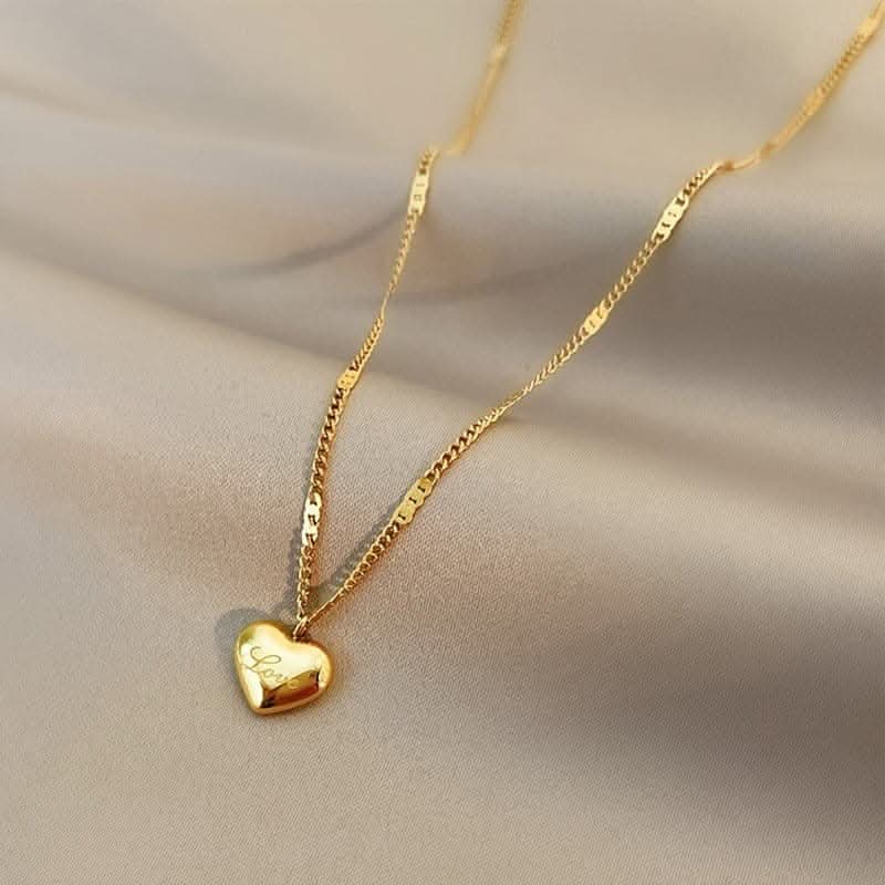 Stainless Steel Golden Love Shape Necklaces
