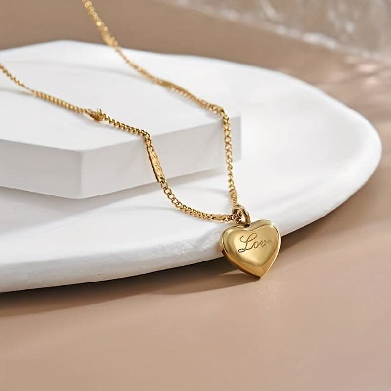 Stainless Steel Golden Love Shape Necklaces