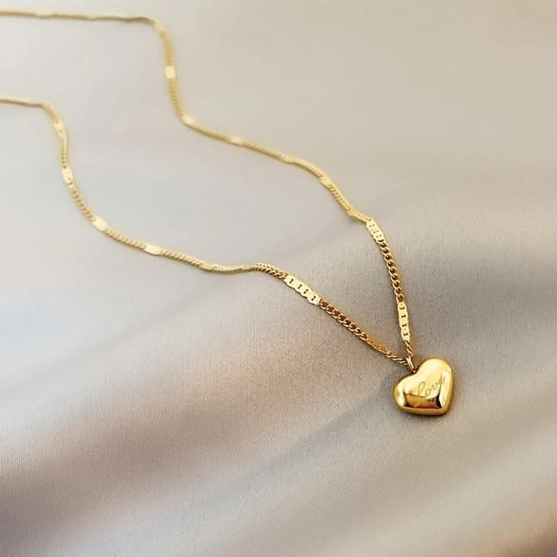 Stainless Steel Golden Love Shape Necklaces