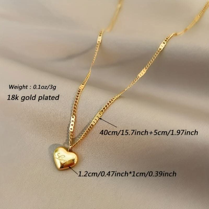 Stainless Steel Golden Love Shape Necklaces