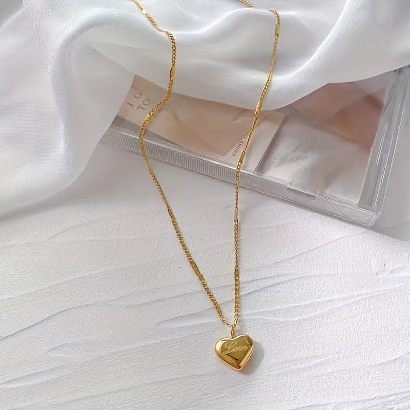 Stainless Steel Golden Love Shape Necklaces