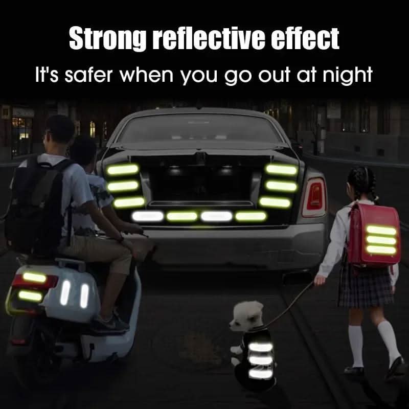 Universal Reflective Safety Stickers – PVC Warning Decals for Cars, Motorcycles & Helmets