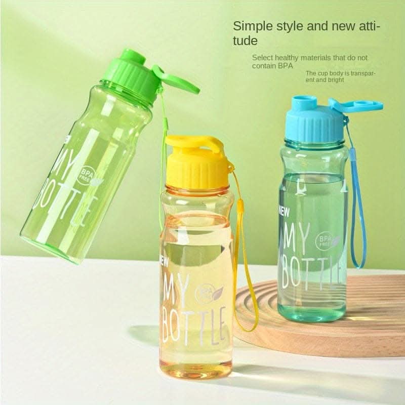 Portable 18.6oz PET Water Bottle with Press Flip Cover