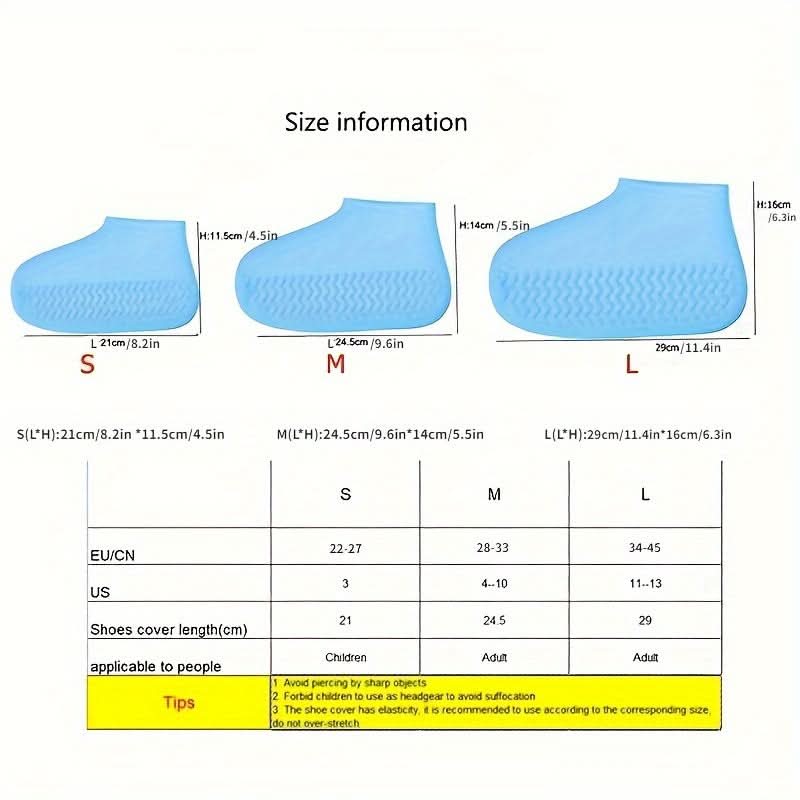 Waterproof Reusable Latex Rain Boot Covers – 3 Pairs