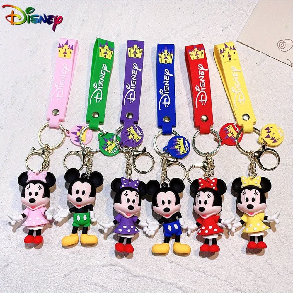 Disney Mickey & Minnie PVC Keychain – Car Interior Accessory & Bag Charm