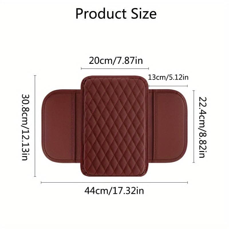 PU Leather Car Armrest Cover – Protector with Side Storage Pockets