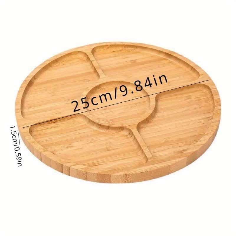Wooden Round Serving Platter with Compartments