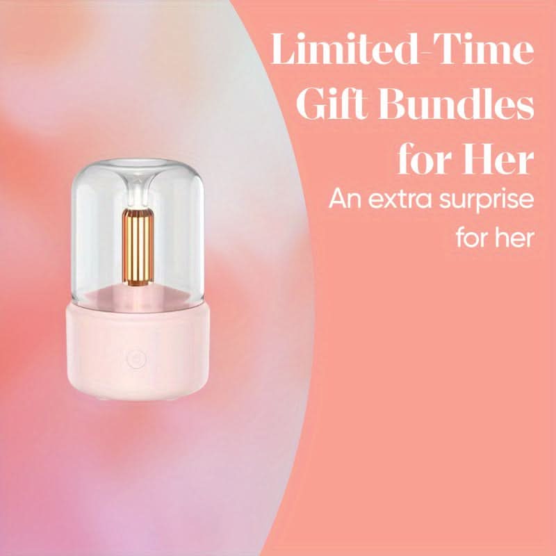 USB Aromatherapy Humidifier with Candlelight Lamp – Bedroom Decor & Gift