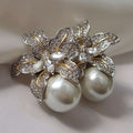 Vintage Flower Pearl Stud Earrings for Women