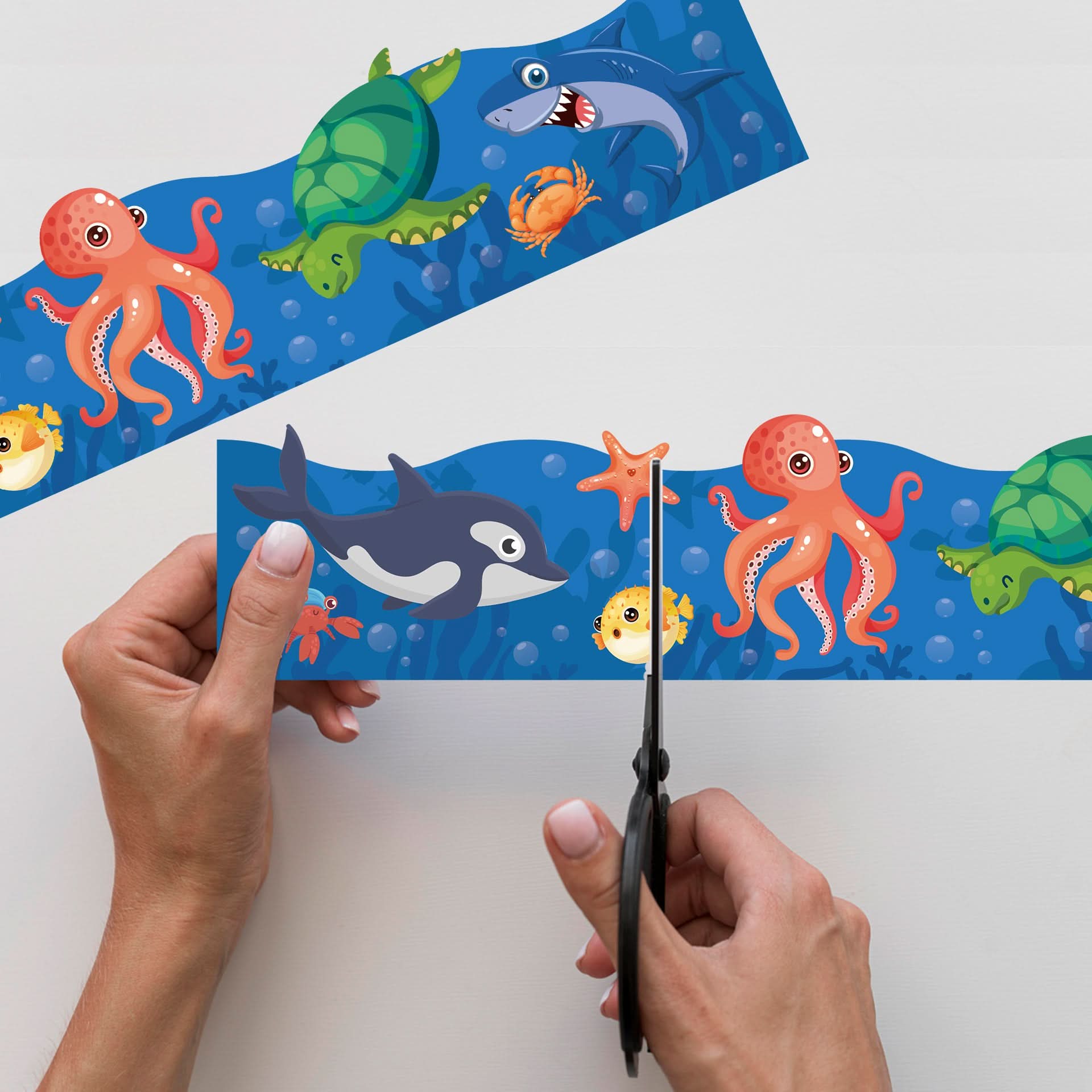 Cartoon Underwater Animal Wall Border Sticker