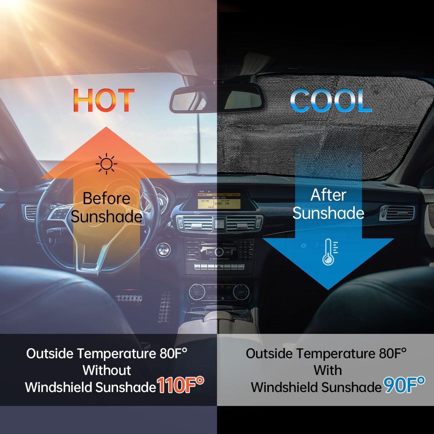 Starry Night RV Windshield Sunshade – UV Protection with Suction Cups