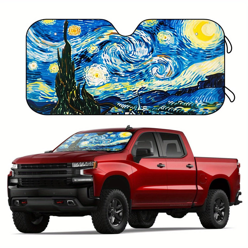 Starry Night RV Windshield Sunshade – UV Protection with Suction Cups