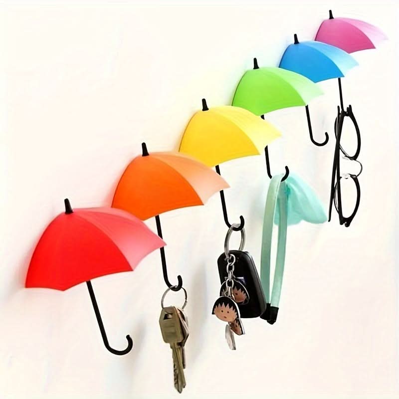 Colorful Umbrella Wall Hooks, Adhesive Key Holders