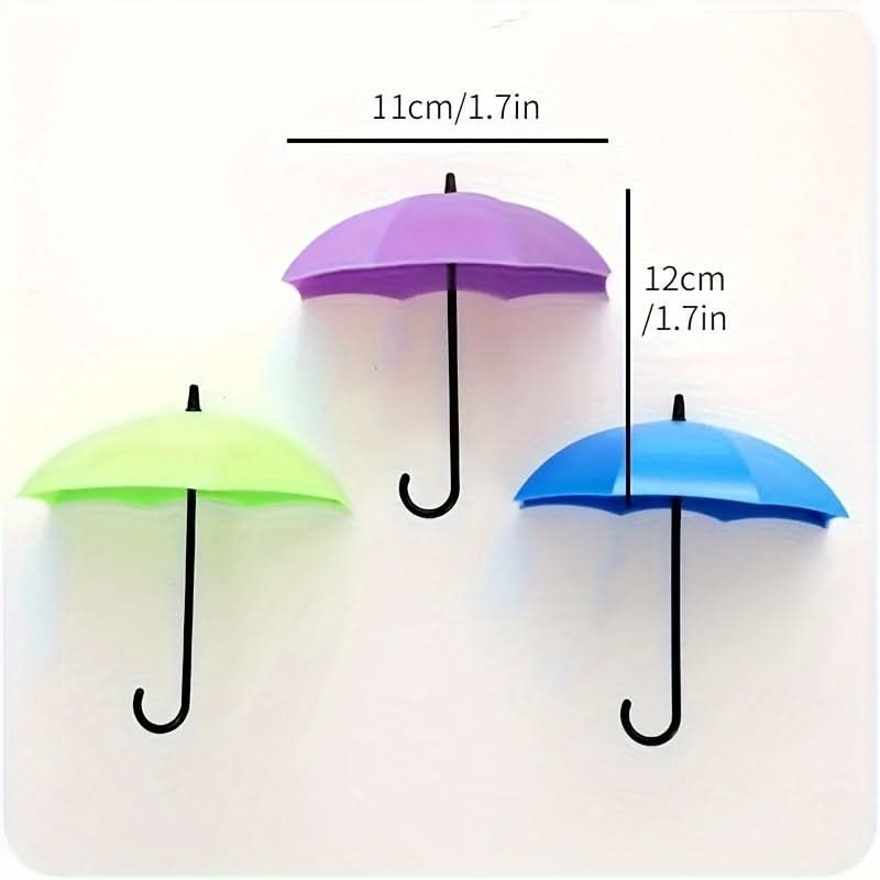 Colorful Umbrella Wall Hooks, Adhesive Key Holders