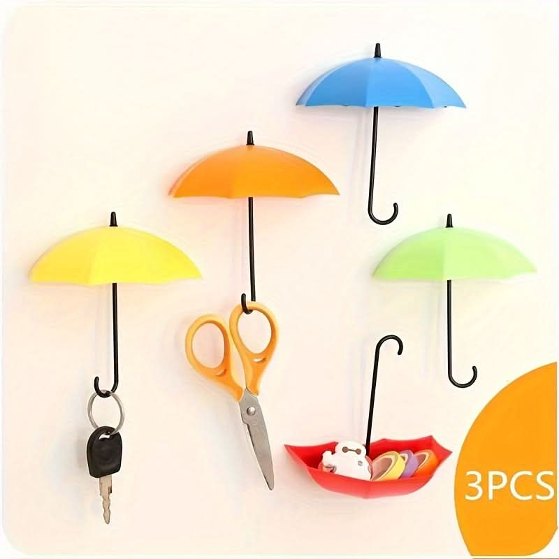 Colorful Umbrella Wall Hooks, Adhesive Key Holders