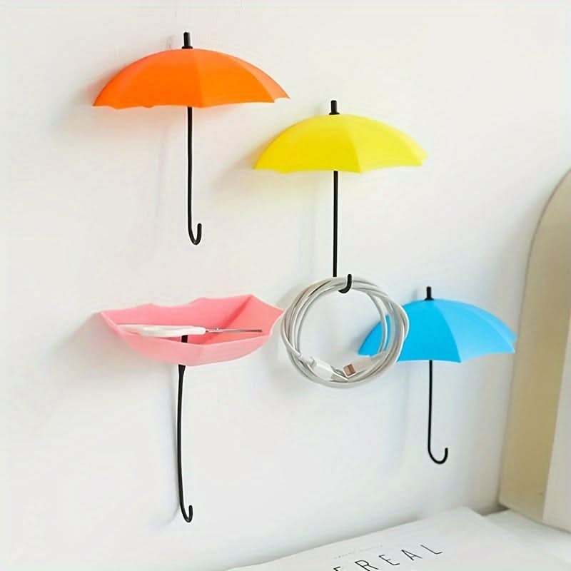 Colorful Umbrella Wall Hooks, Adhesive Key Holders