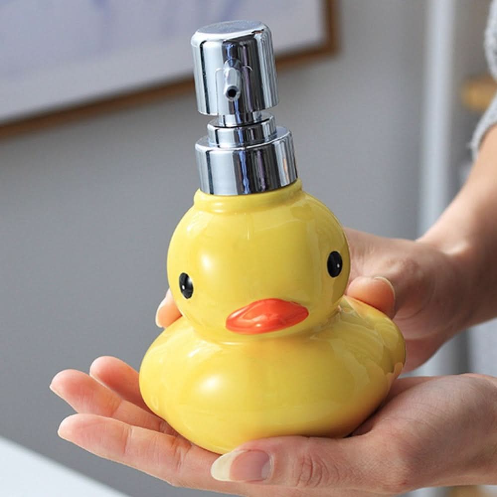Yellow Duck Ceramic Soap Dispenser – Refillable Bathroom Accessory