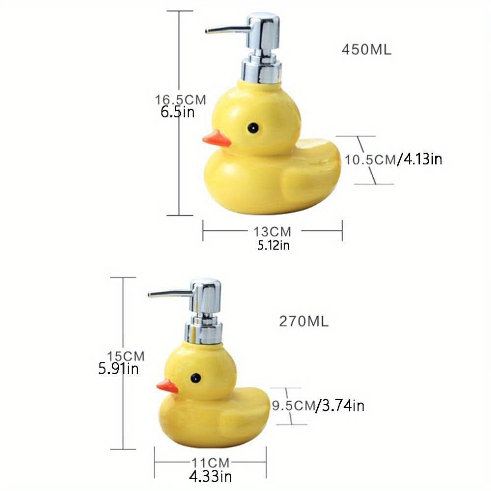 Yellow Duck Ceramic Soap Dispenser – Refillable Bathroom Accessory