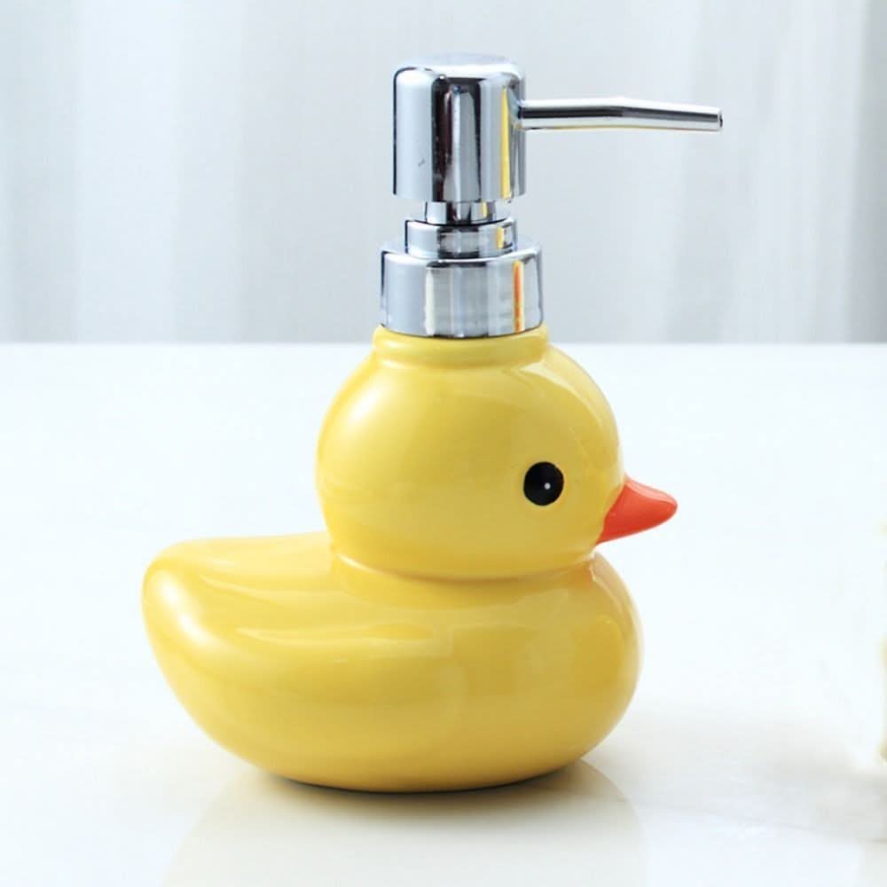 Yellow Duck Ceramic Soap Dispenser – Refillable Bathroom Accessory