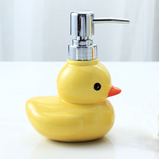 Yellow Duck Ceramic Soap Dispenser – Refillable Bathroom Accessory