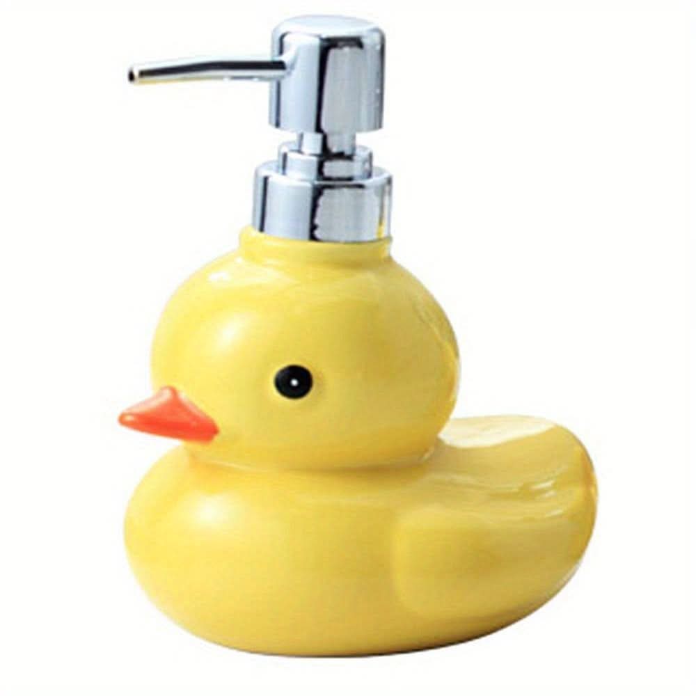 Yellow Duck Ceramic Soap Dispenser – Refillable Bathroom Accessory