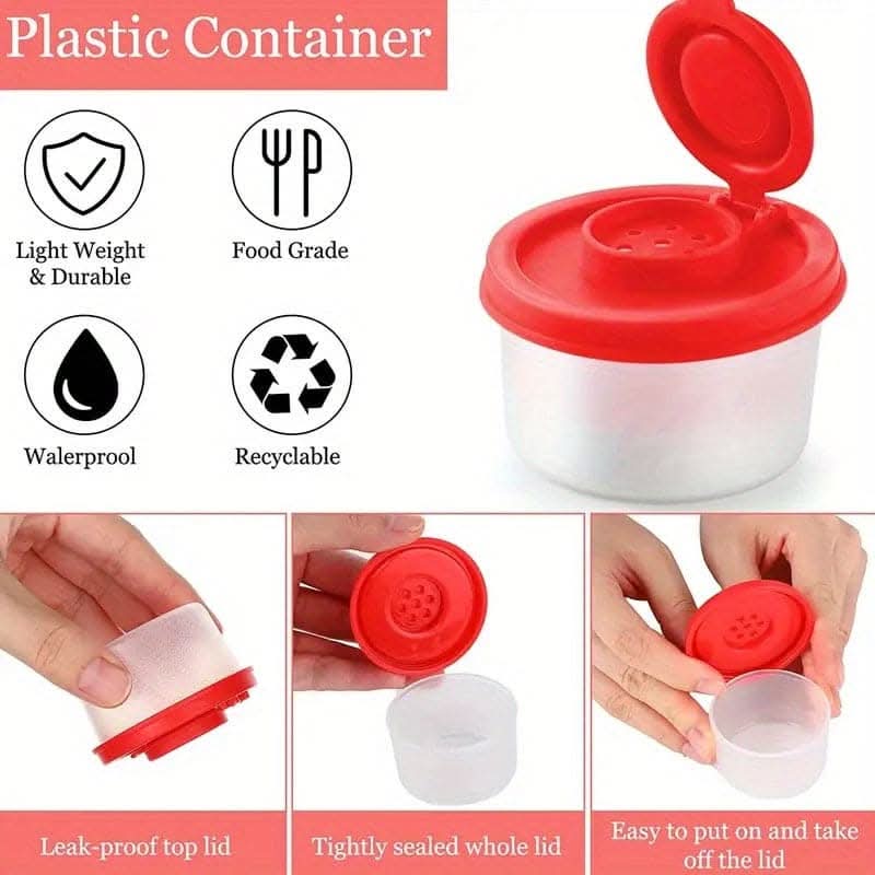 Spice Jar Set with Shaker Pour Lids - Moisture-Proof Plastic Seasoning Containers