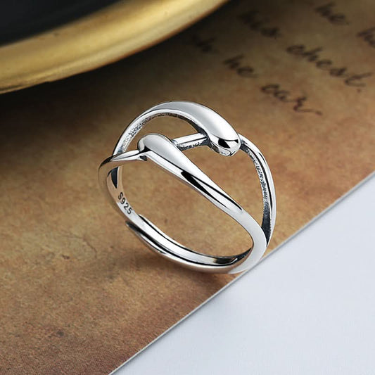 Platinum-Plated Crossover Ring, Minimalist Statement Band