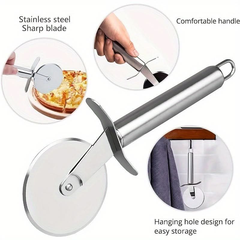 Stainless Steel Pizza Cutter Wheel - Easy-Grip Slicer