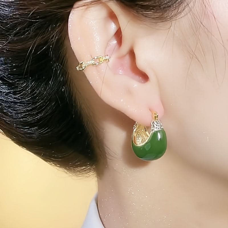 C-Shaped Crystal Earrings – Statement Hoop Jewelry