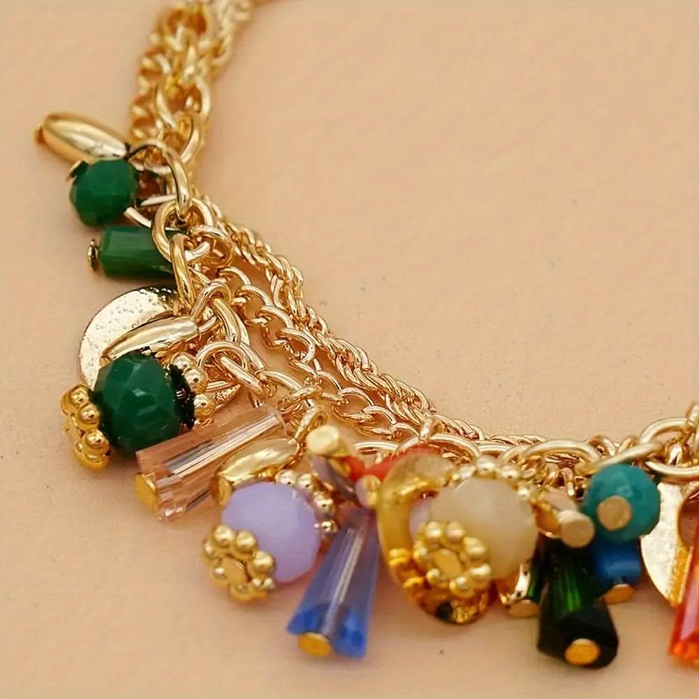 Boho Multilayer Crystal Beaded Charm Bracelet