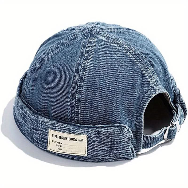 Retro Brimless Denim Docker Hat for Men