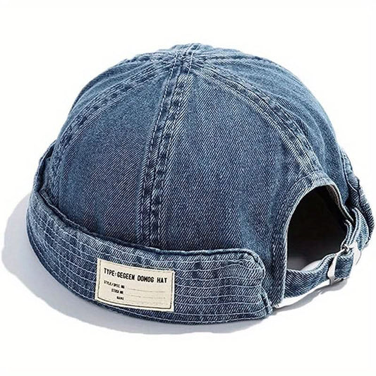 Retro Brimless Denim Docker Hat for Men